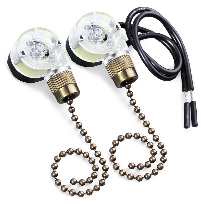 Dotlite 2Pack Ceiling Fan Light Pull Switch Zing Ear ZE-109, Bronze 2 Wire Turn On-Off Replacement Accessories Compatible with Hunter Fan Wall Table Lamps - Image 1